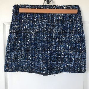 F21 tweed and sequin mini skirt in blue, size s